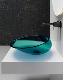 Раковина накладная ABBER KRISTALL 53,5х42,5х15 AT2812Aquamarin, овальная, бирюзовая