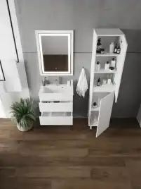 Тумба с раковиной FAURAplus САНТЕЛЬМО СЛИМ 60-2 подвесная (Раковина IZI керамическая, узкая) Белая