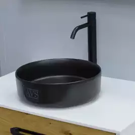 Раковина AVS Art Basin 35,5x35,5 801-0201-d36MB+Д/К. черная с донным клапаном