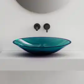 Раковина накладная ABBER KRISTALL 53,5х42,5х15 AT2812Aquamarin, овальная, бирюзовая