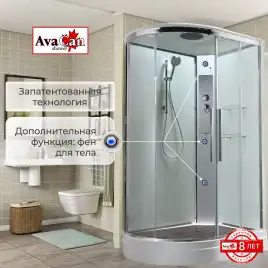 Душевая кабина AvaCan EM2811RT 110x80 см, низкий поддон, с крышей, правая