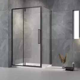 Душевой уголок Veconi Rovigo RV-034B 100х100х195, профиль Черный, стекло прозрачное (RV034B-100100-01-C7)