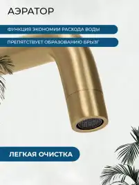 Смеситель для раковины AVS Pulse 811-002-BG встраиваемый, с внутренней частью, брашированное золото