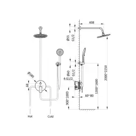 Душевая система  Vincea Esse VSFW-1E1MB VSFW-1E1MB встраиваемая, черный матовый