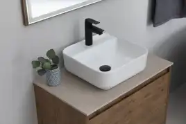 Раковина накладная Aquanet CITY-2 39х39х14 квадратная, Белая глянцевая