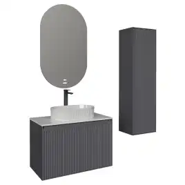 Тумба под раковину Grossman Кристалл 80 подвесная, графит матовый (108043)