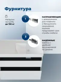 Тумба под раковину Aquanet Nova Lite 2.0 100 белый глянец, правая, 346312