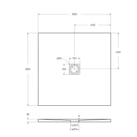 Душевой поддон BelBagno UNO 90х90 из искусственного камня, TRAY-MR-UNO-A-90-35-NERO-NO, Черный матовый