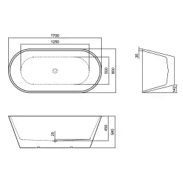 Акриловая ванна Azario RICH 170х80 AZ-6605-17080, Отдельностоящая