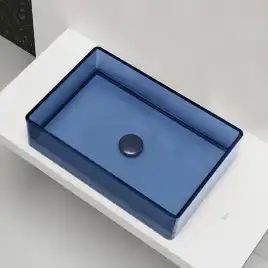 Раковина накладная ABBER KRISTALL 60х40х15 AT2803Saphir, прямоугольная, синяя