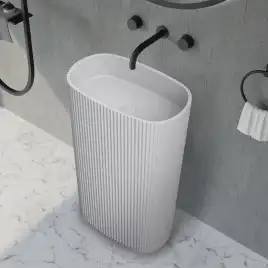 Раковина напольная ABBER STEIN 55х36х85 AS2502-H, овальная, белая матовая