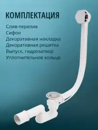 Слив-перелив для ванны Aquatek WIRQUIN ST-0000010 полуавтомат, хром