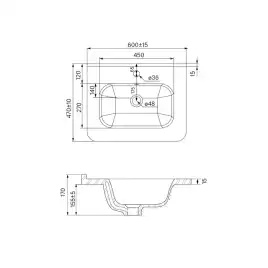 Тумба с раковиной IDDIS Brick 60, подвесная, Белая, BRI60W0i95K