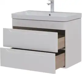 Тумба под раковину Aquanet София 80 белый глянец (2 ящика) 274002