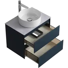 Тумба с раковиной подвесная Aqwella Geometria 65 GE01652GRM+STG662X476GS, со столешницей серый камень, цвет серый