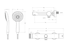 Смеситель для ванны и душа Cezares RELAX-VD-IN, Сатин