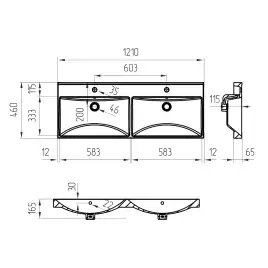 Тумба с раковиной AVS Гармония 120 двойная, белая, K821-07-1200WG-02-1210SP-WG