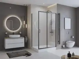Душевой уголок BelBagno UNO-195-AH-1-120/80-C-NERO стекло прозрачное, профиль Черный матовый