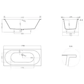 Ванна Salini ORNELLA AXIS 170х75 103413M из материала S-Sense, Белая матовая