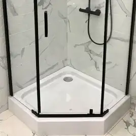 Душевой уголок AVS Трапеция 100x100 профиль черный матовый, стекло прозрачное, 803-0023-195-1010-BM-T