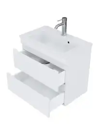 Тумба с раковиной FAURAplus САНТЕЛЬМО СЛИМ 60-2 подвесная (Раковина IZI керамическая, узкая) Белая
