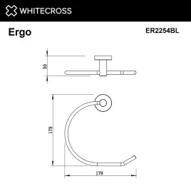 Полотенцедержатель кольцо Whitecross ERGO black, ER2254BL, Черный матовый