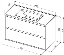 Тумба под раковину Aquanet Милан 100 белый глянец, подвесная, 336370