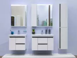 Шкаф-пенал Aquaton Рене 30 1A222003NRC80 подвесной цвет, белый / грецкий орех