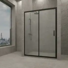 Душевая дверь в нишу AVS Вектор 140 см профиль черный, стекло прозрачное, 803-0002-195-14-BM-T