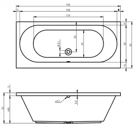 Акриловая ванна RIHO CAROLINA 180х80 прямоугольная B056001005