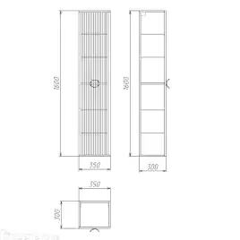Шкаф-пенал для ванной Grossman Атрио 35 подвесной, белый глянцевый (303509)