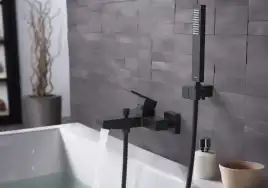 Смеситель для ванны Aquatek Либра AQ1649MB, однорычажный, с коротким изливом, Черный матовый