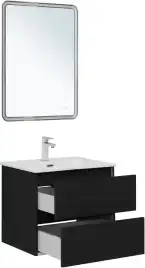 Тумба под раковину Aquanet Вега 2.0 60 черный, подвесная, 337953