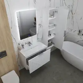 Шкаф-пенал для ванной Grossman Блисс 35 подвесной, белый матовый (303548)