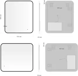 Зеркало Aquanet Контур 800х700 LED TX черный, 367650