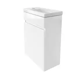 Тумба с раковиной Azario Эстима 40 CS00094576 левая подвесная, Белая глянцевая