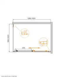 Душевой уголок CEZARES MOLVENO-AH-11-130/100-C-Cr-IV прозрачное стекло, профиль Хром