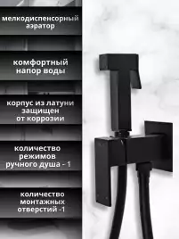 Гигиенический душ со смесителем AVS Cube 811-231-MB, черный матовый