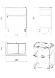 Тумба под раковину Grossman Адель-Норма 70 напольная, белая глянцевая (107018)