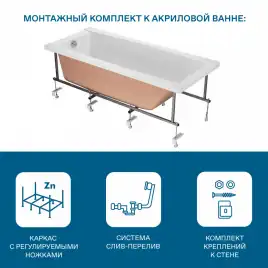 Акриловая ванна Santek Санторини 150х70 прямоугольная белая 1WH302497