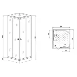 Душевая кабина Loranto 90х90 CS-992EATM/W-90, низкий поддон, цвет профиля матовый хром