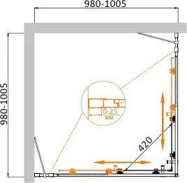 Душевой уголок CEZARES MOLVENO-A-22-80+20-C-Cr-IV стекло Прозрачное, профиль Хром