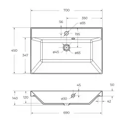 Раковина из искусственного камня BelBagno BB700/450-LV-ART-AST-NERO