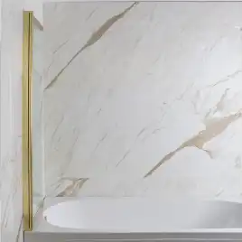 Шторка на ванну AVS Слайдер Плюс 80 см профиль брашированное золото, стекло прозрачное, 803-0011-150-82-GB-T