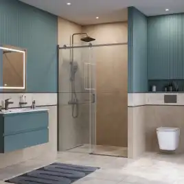 Душевая дверь BelBagno SOFT_CLOSE-2-BF-1-150-C-GM стекло прозрачное, профиль Оружейная сталь