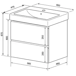 Тумба с раковиной Azario Мила 60 CS00091362, подвесная, Белая матовая
