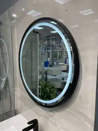 Зеркало с подсветкой AVS Мид 75x75 см, черное