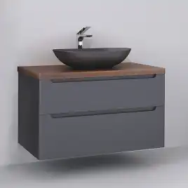 Тумба под раковину Jorno WOOD 100 wood.01.100/P/GR Серый антрацит