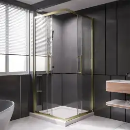 Душевой уголок Veconi Premium Trento 110х90 PTC20-G-11090-01-C4, стекло Прозрачное профиль Брашированное золото