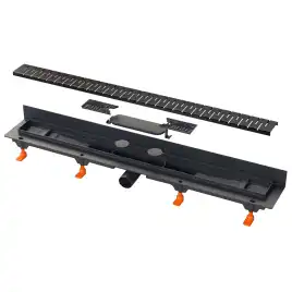 Душевой лоток Azario Medium 85 см AZ-CH 850/50 MC с перфорированной решеткой, Черный матовый